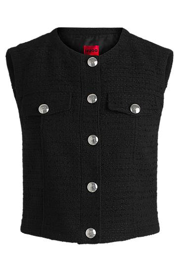 Villapaita BOSS Bouclé Regular-Fit Waistcoat Musta | 50537604