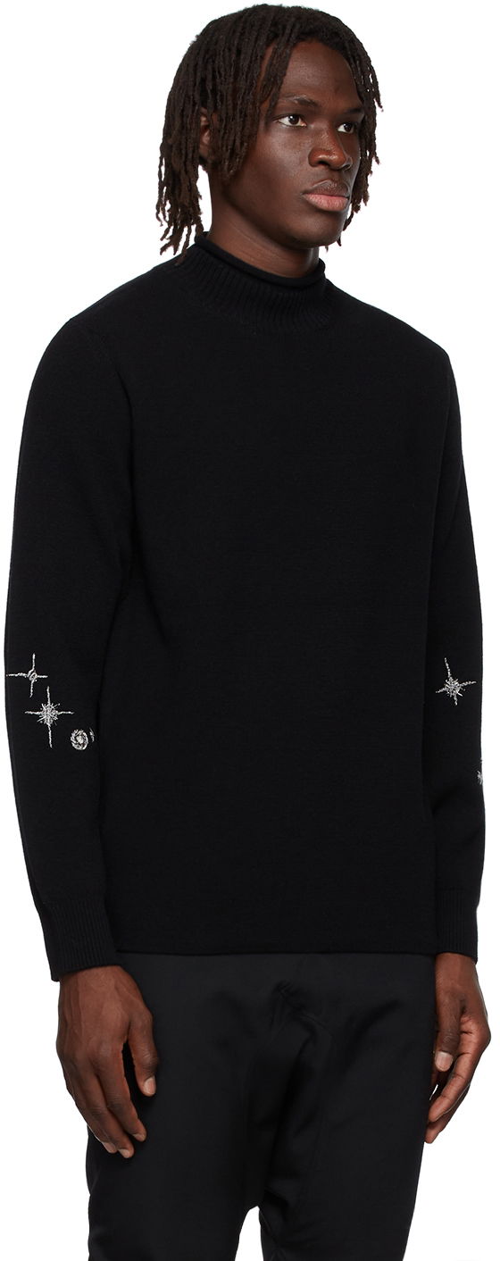 Villapaita We11done Cashmere Star Embroidered Turtleneck Sweater Musta | WD-KT1-22-646-U-BK, 1