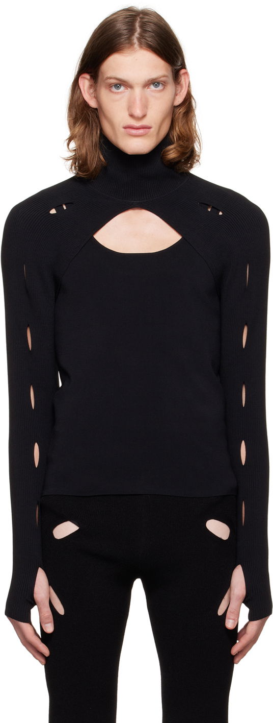 Villapaita Dion Lee Slash Woven Turtleneck Top Musta | C7006F21