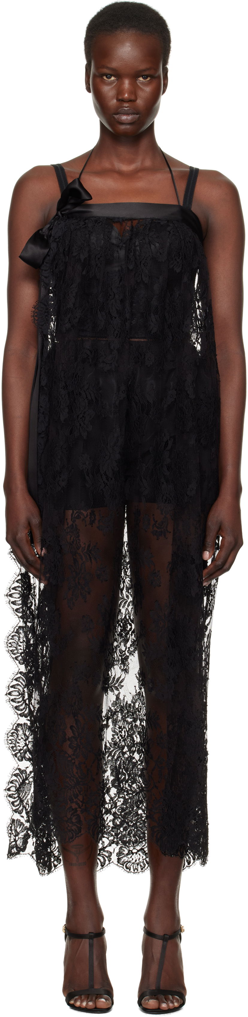 Mekko Dolce & Gabbana Dolce&Gabbana Chantilly Lace Midi Dress Musta | F6JRQT ILMA8