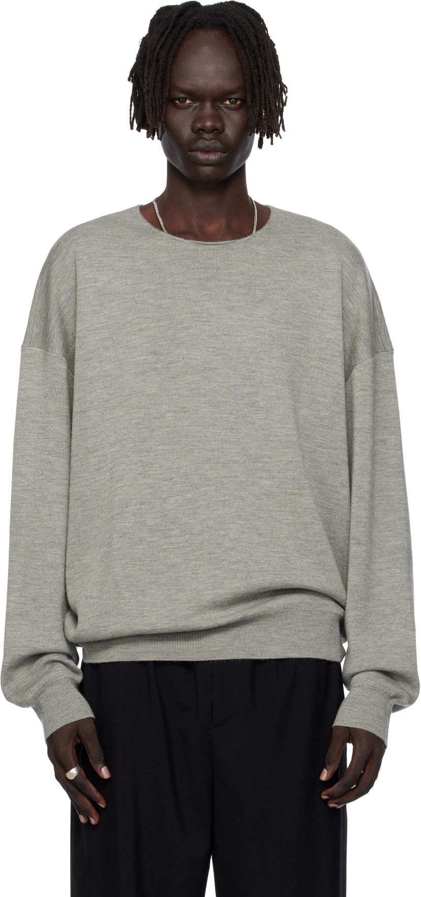 Villapaita Fear of God Fear of God ESSENTIALS Long Sleeve Crewneck Sweater Harmaa | 192SP256495F