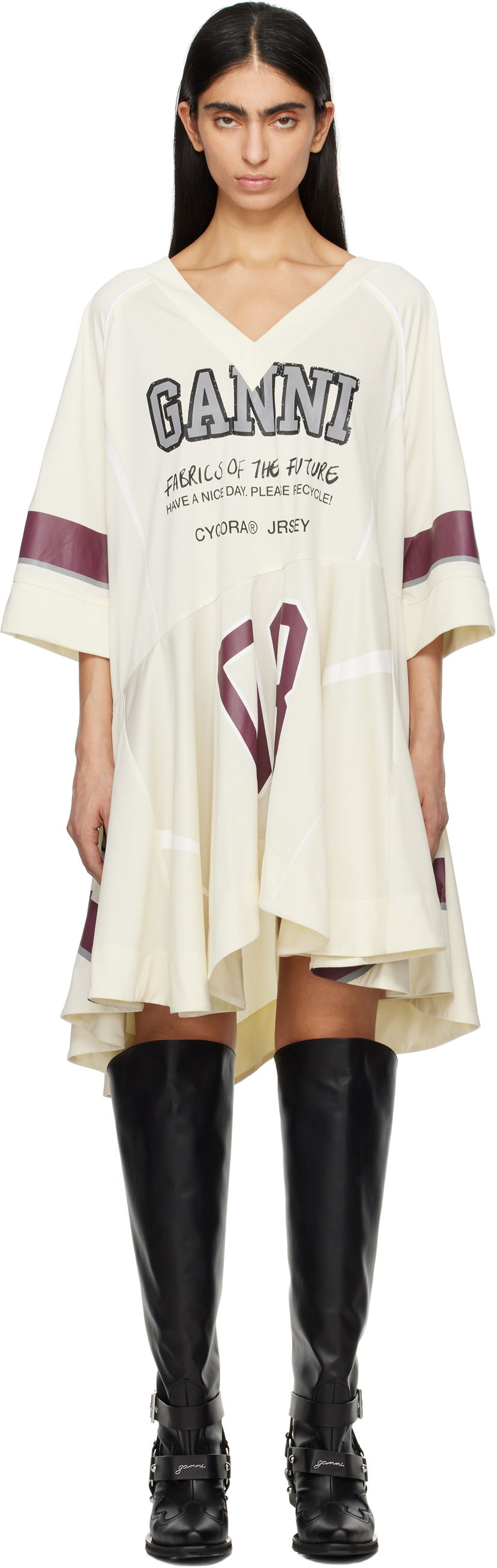 Mekko GANNI GANNI Future Mesh Oversized Minidress Beige | T4300