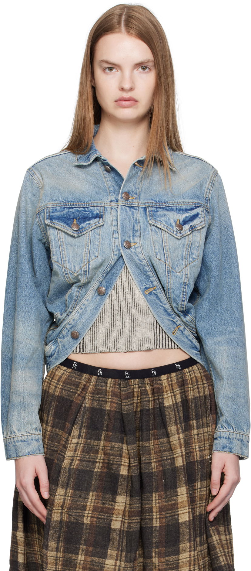 Takki R13 R13 Wrap Around Trucker Jacket Sininen | R13WD182-D343A