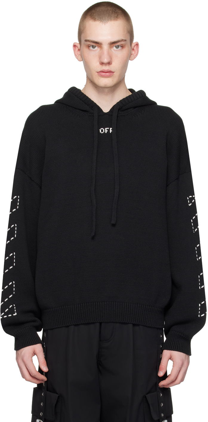 Huppari Off-White Black Stitch Arr Hoodie Musta | OMHU024C99KNI0011061