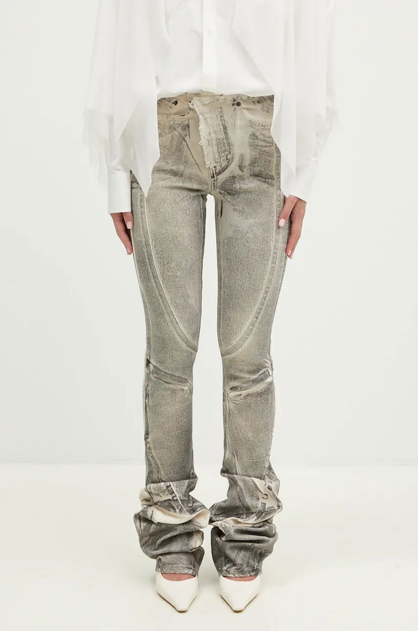 Jeans Ottolinger Ottolinger Raw-Edge Drape Denim Pants, High Waist Harmaa | 1170804921