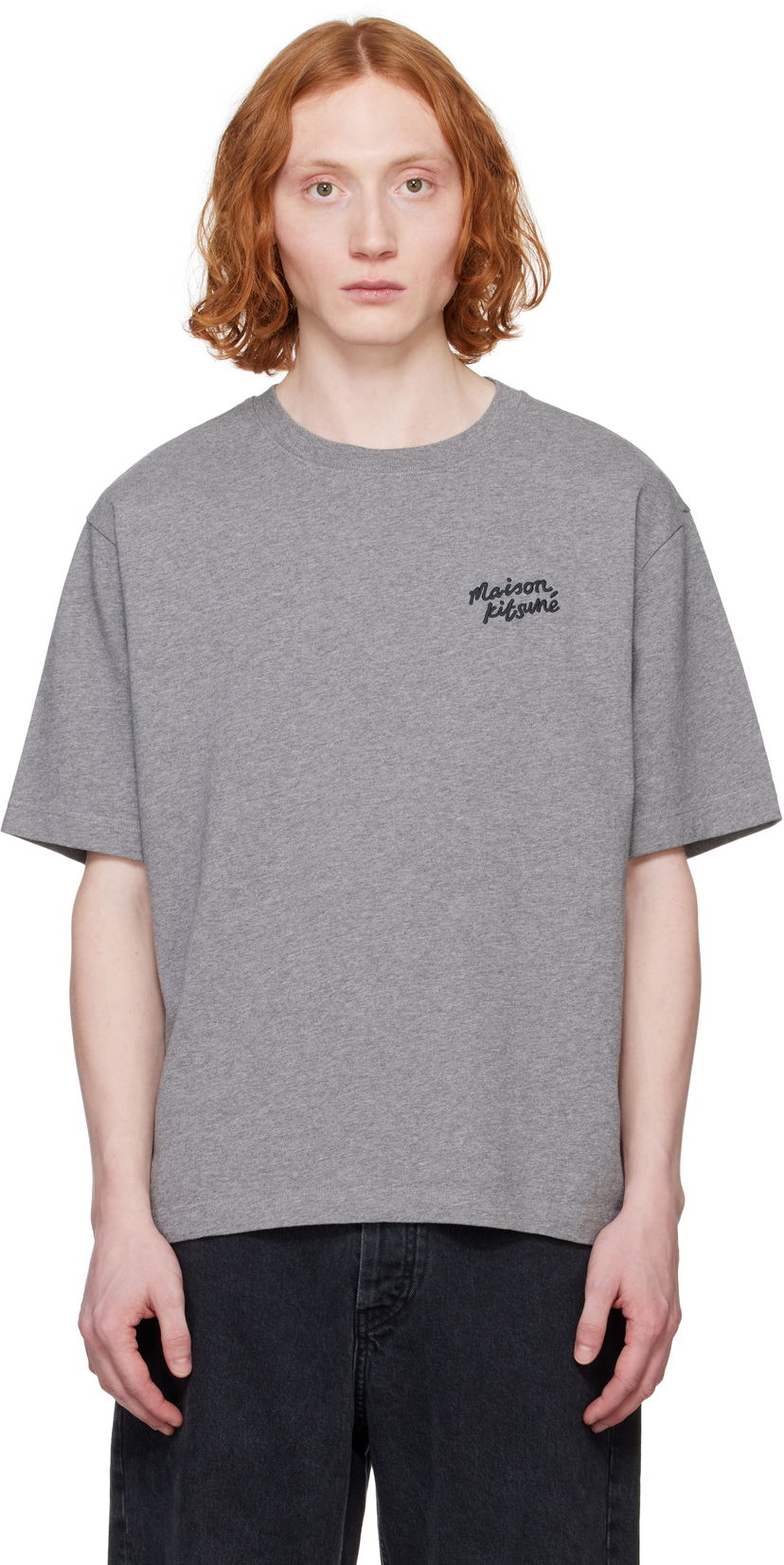 T-paita MAISON KITSUNÉ Maison Kitsuné Handwriting Oversize T-Shirt Harmaa | OM00123KJ0119