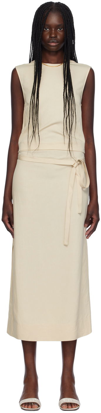 Mekko TOTEME TOTEME Fluid Tie-Waist Maxi Dress Beige | 243-WRD0124-FB0193