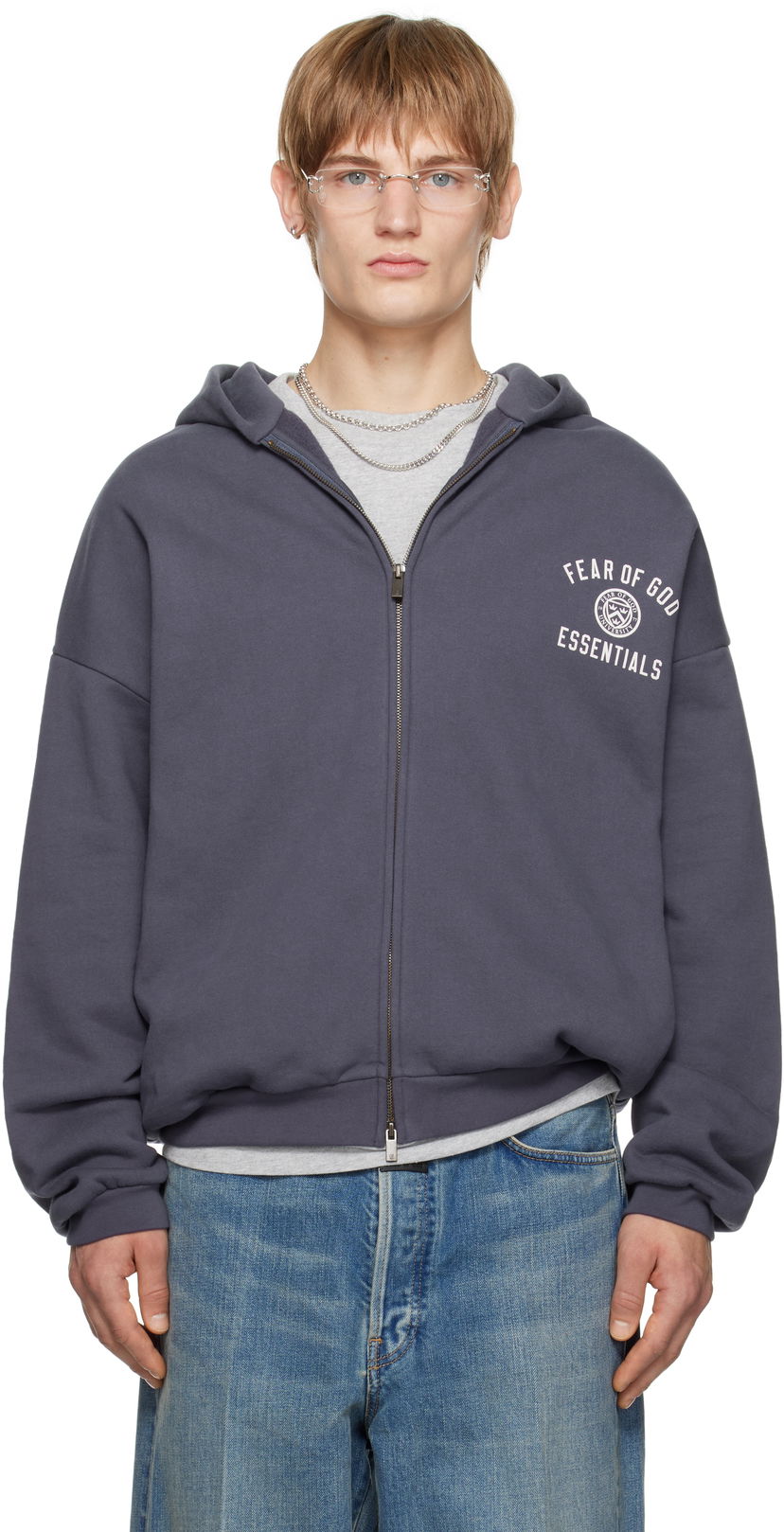 Huppari Fear of God Fear of God ESSENTIALS Heavy Fleece Full Zip-Up Hoodie Harmaa | 192HO246244F