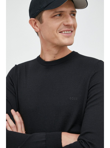 Villapaita BOSS Wool Sweater Logo Musta | 50476364