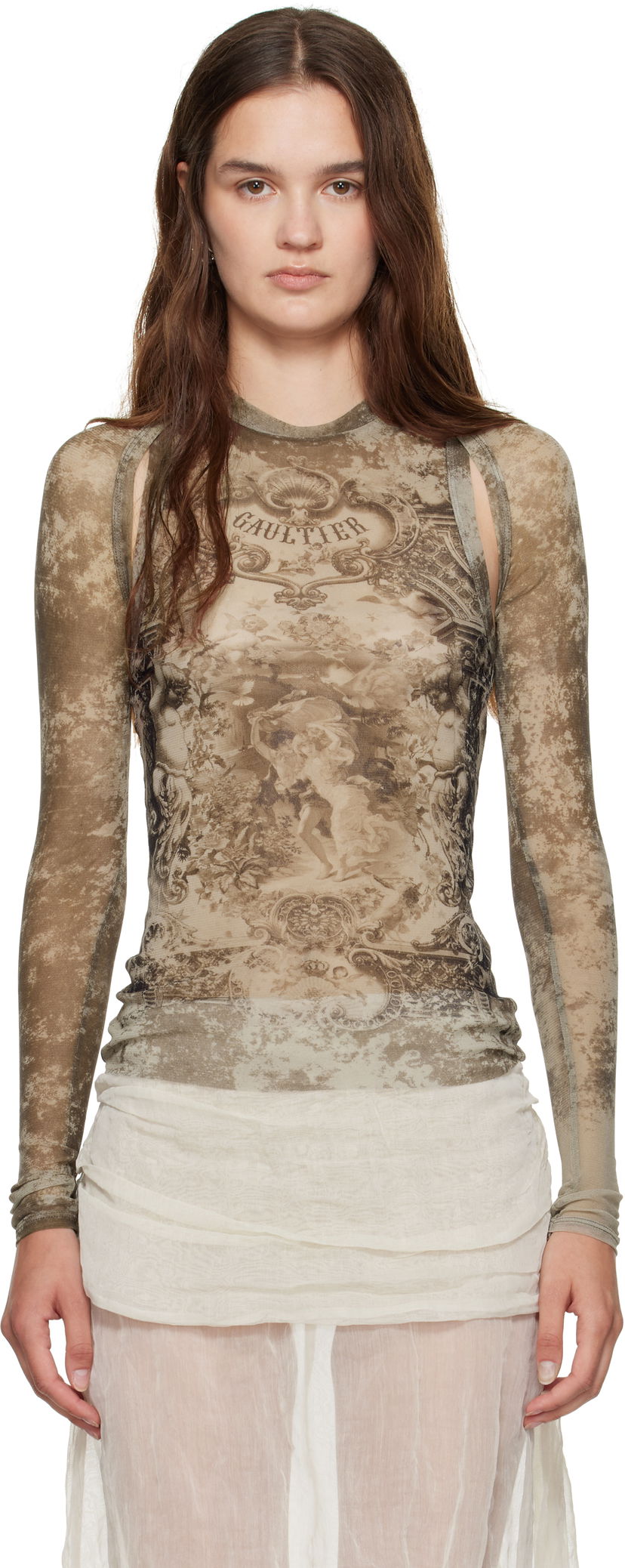 T-paita Jean Paul Gaultier Jean Paul Gaultier 'The Médaillon' Long Sleeve Top Ruskea | 25/03-W-TO303-M006P-6965