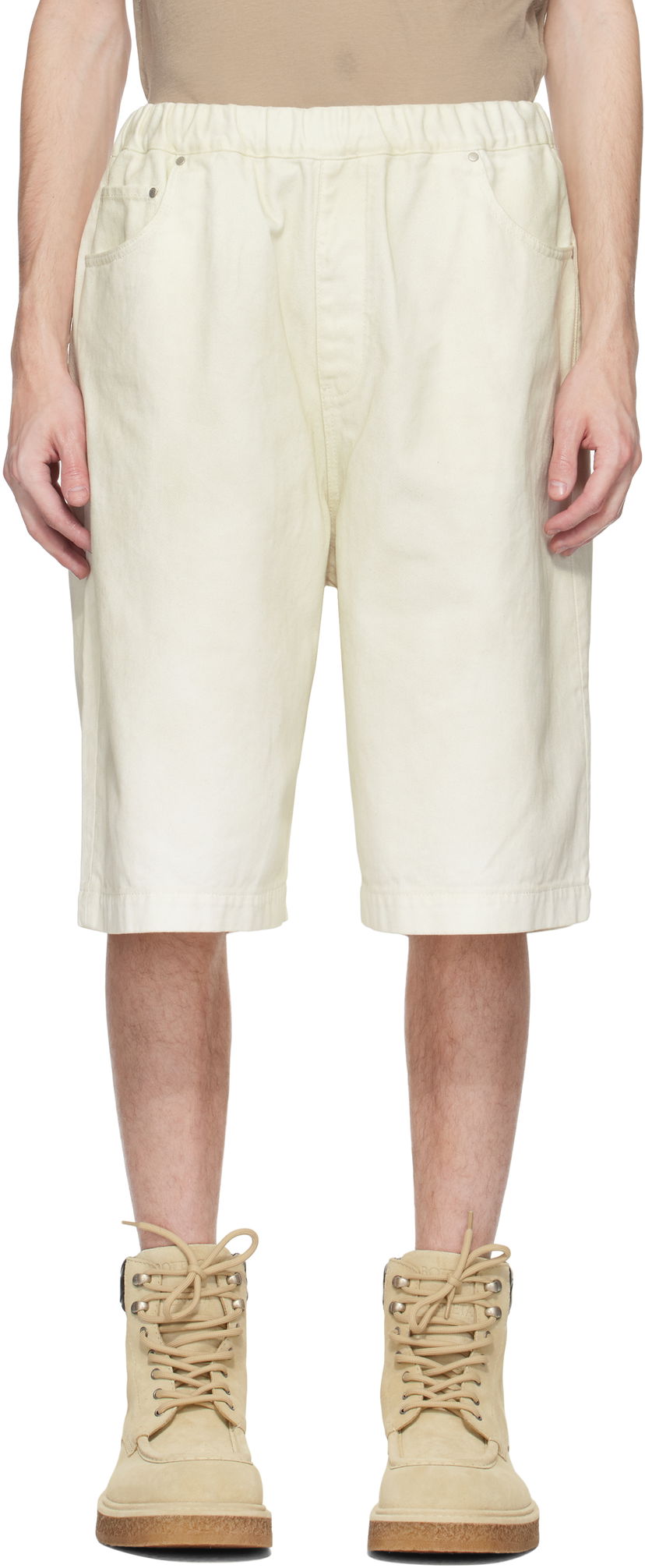 Shortsit Entire Studios Entire Studios Spar Denim Shorts Beige | ESU-S25-11008-BO