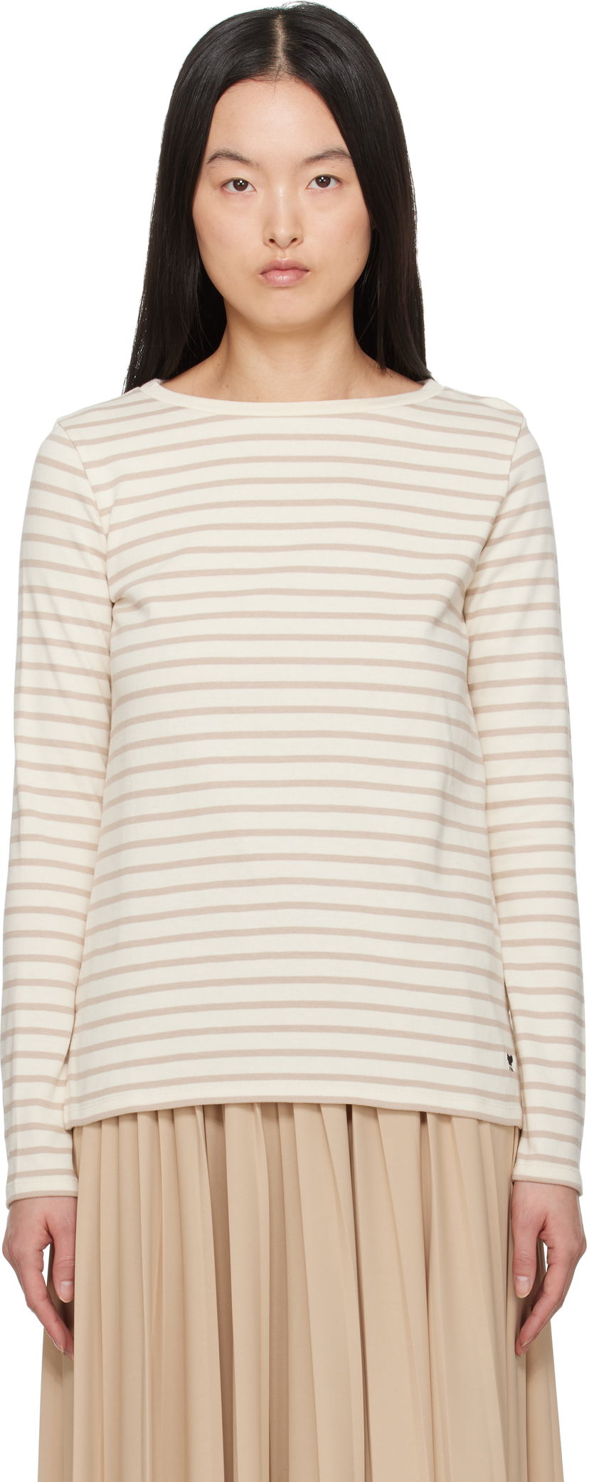 Villapaita Max Mara Weekend Max Mara Erasmo Striped Long Sleeve T-Shirt Beige | 2515941061600