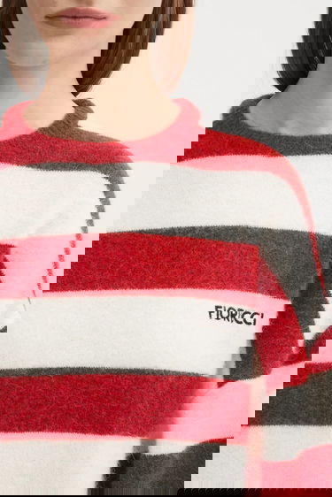 Villapaita Fiorucci Fiorucci Cropped Alpaca Striped Sweater Punainen | W02FPKSW448KN11RD02, 3