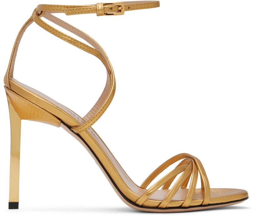 Asusteet Tom Ford Tom Ford Ida Lizard Print Heeled Sandals Metallinen | W3546-LCL232G