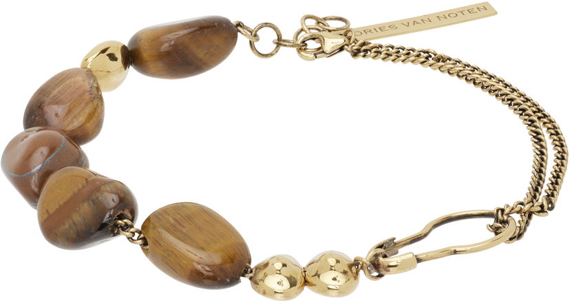 Rannerengas Dries Van Noten Dries Van Noten Tiger's Eye and Textured Bead Chain Bracelet Monivärinen | 252-028208-087