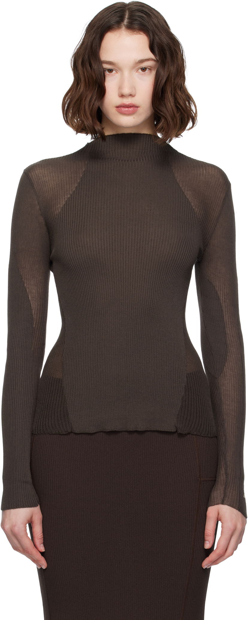 Villapaita ROA Sheer Knit Sport Top Ruskea | RBWW042YA18