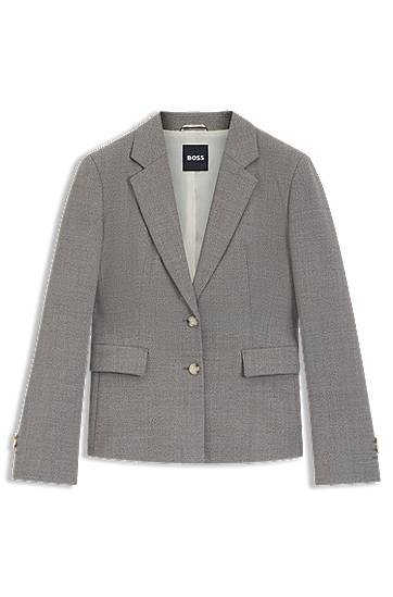 Takki BOSS BOSS Slim-Fit Patterned Wool-Blend Blazer Harmaa | 50544333