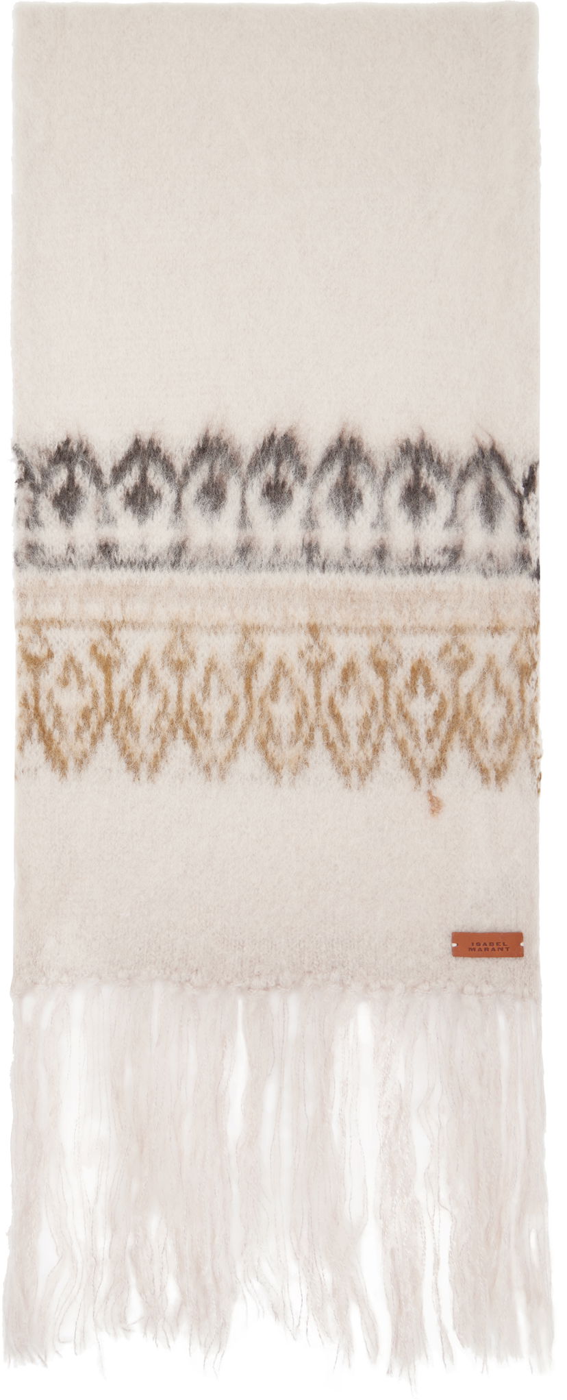 Huivi ISABEL MARANT Fringed Wool Scarf Beige | EC072MFA-B3L02A