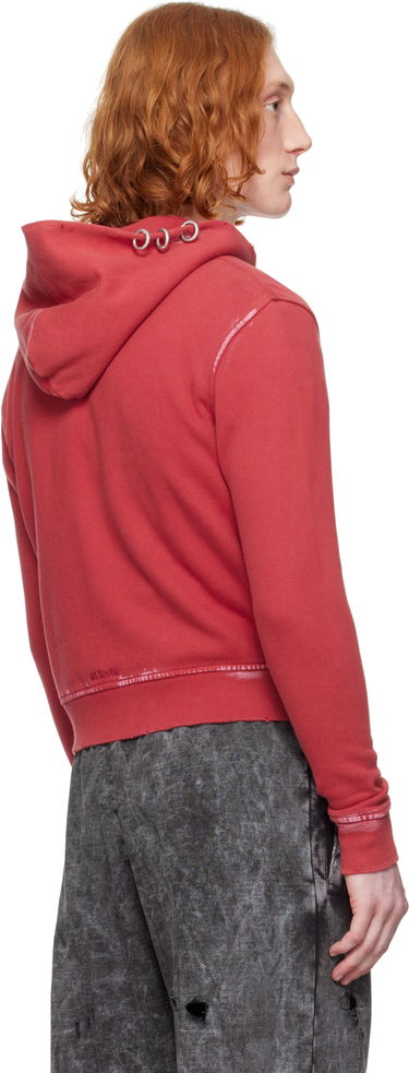 Huppari We11done We11done Pierced Zip-Up Hoodie Punainen | WD-TJ0-25-821-U-RD, 2