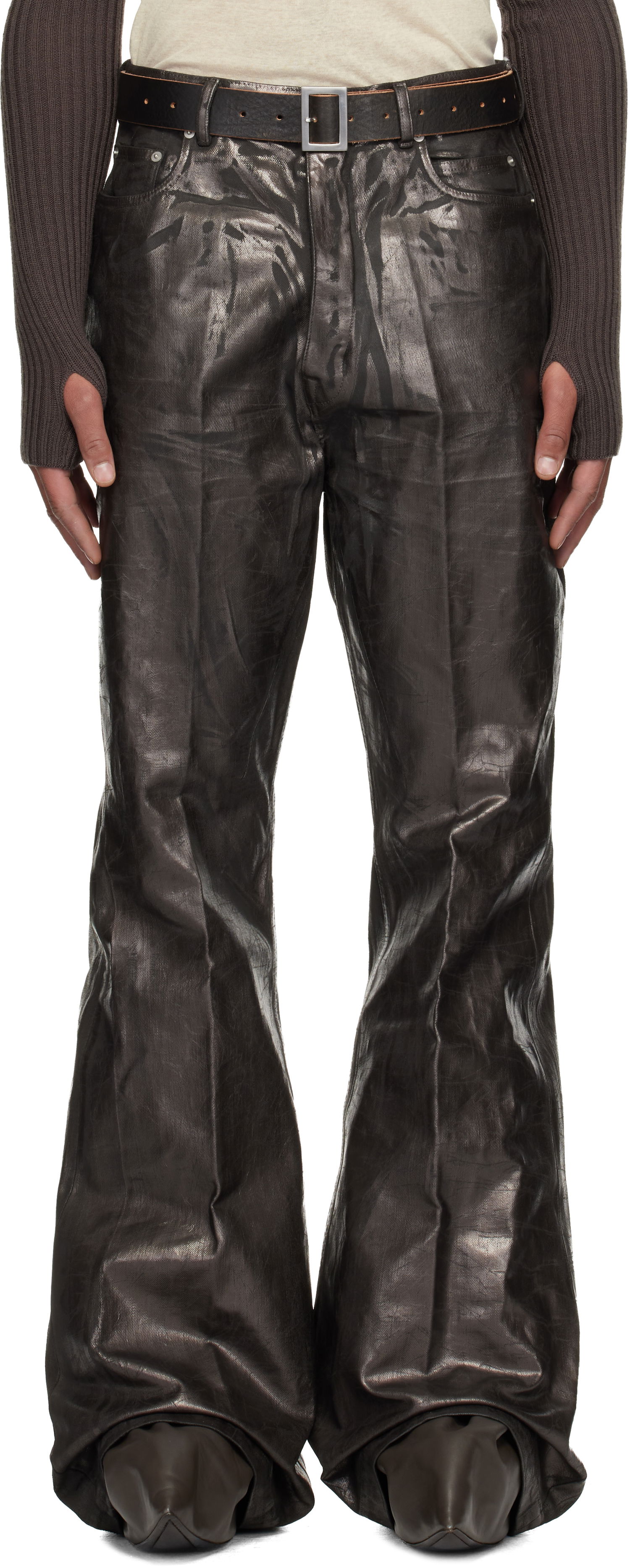 Jeans Rick Owens Concordians Bolan Waxed Flared Jeans Ruskea | RR02E1335 BZMC, 0
