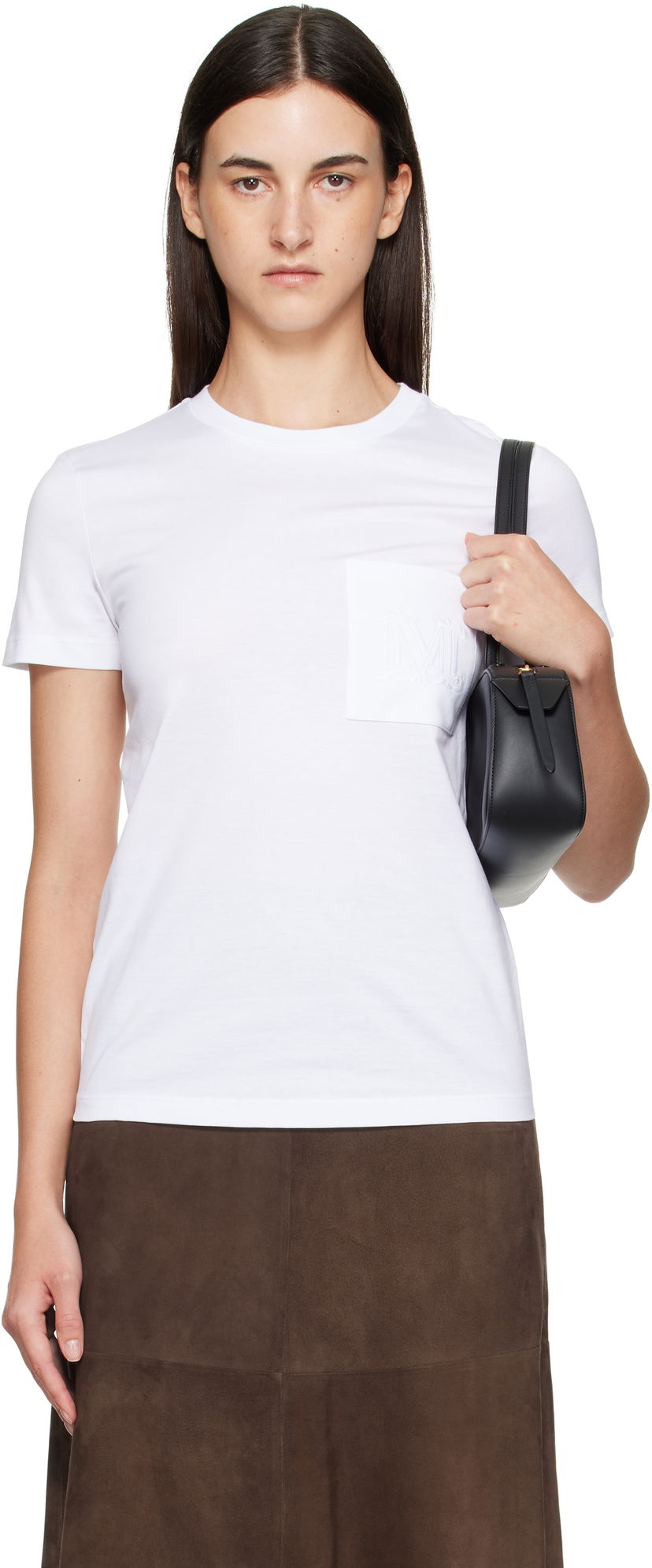 T-paita Max Mara Max Mara Papaia Pocket T-Shirt Valkoinen | 2511941032600