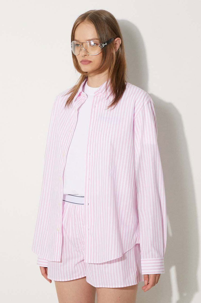 Paita Sporty & Rich Striped Relaxed Shirt Vaaleanpunainen | SI001S402SP