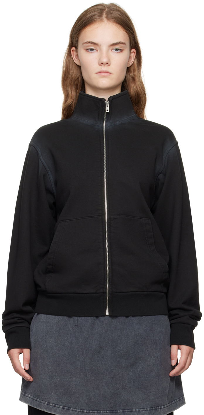 Huppari We11done Embroidered-Logo Track Jacket Musta | WD-TJ2-24-815-U-BK