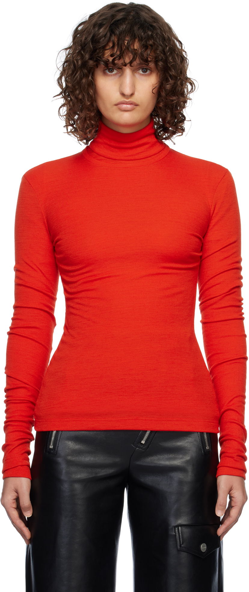 T-paita Jil Sander Layered Turtleneck Top Punainen | J40FV0115_J20226