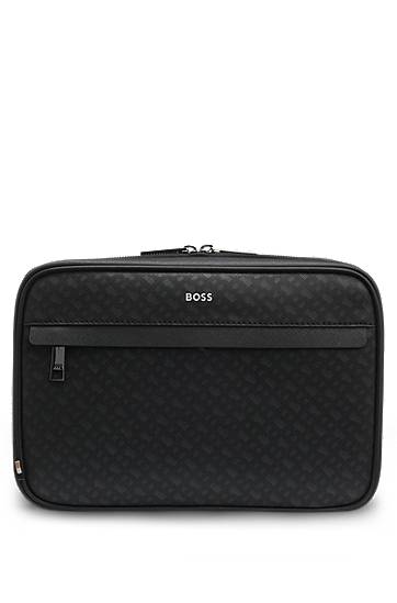 Matkalaukku BOSS Monogram washbag with foil-embossed logo Musta | 50552626