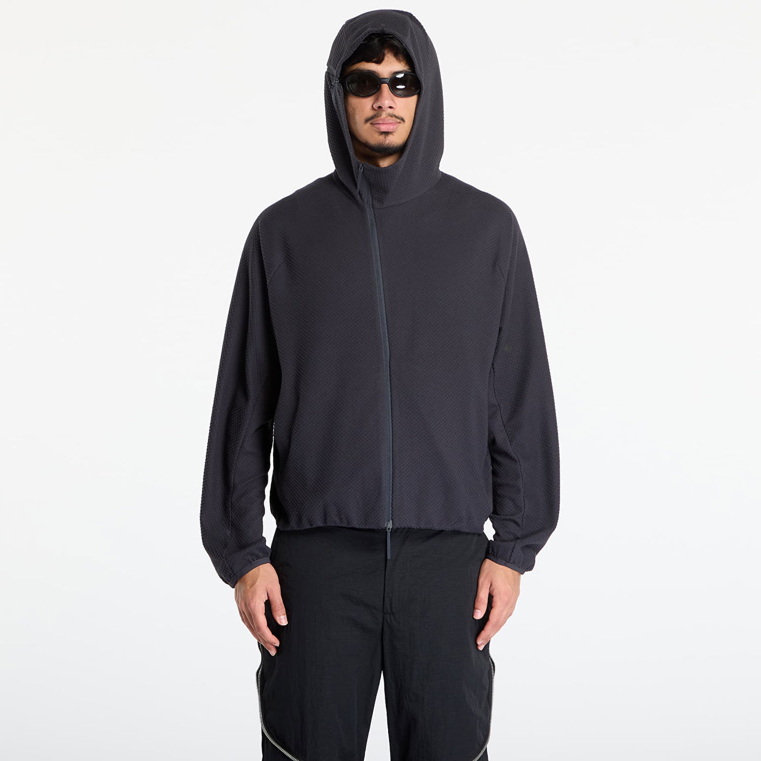 Huppari Post Archive Faction (PAF) Textured Full-Zip Fleece Hoodie Musta | A1-100CC, 0