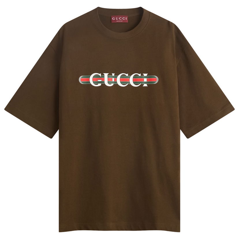 T-paita Gucci Men's Interlocking Logo Heavy Cotton T-Shirt Size Large Ruskea | 798115-XJHDG-2240