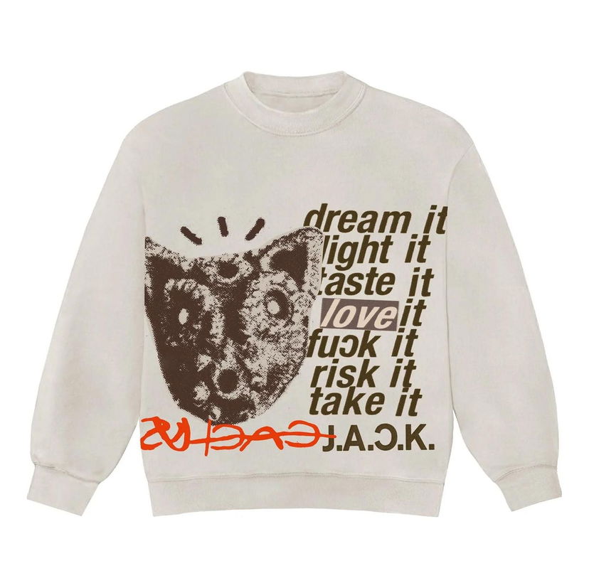 Huppari Cactus Jack by Travis Scott Travis Scott Cactus Jack D.L.T.L.F.R.T. Crewneck Beige | CJFN-SS89