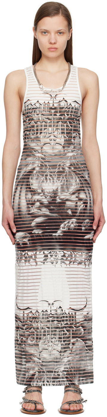 Mekko Jean Paul Gaultier Graphic Print Scoop Neck Maxi Dress Valkoinen | 24/25-F-RO158-J544-0100
