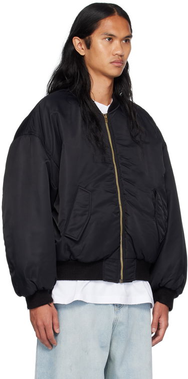 Bomber-takki We11done We11done Destroyed Bomber Jacket Musta | WD-JP2-24-088-U-BK, 1