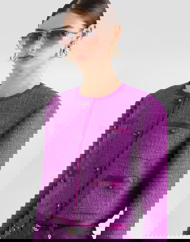 Takki Dolce & Gabbana Dolce & Gabbana Rachel Tweed Single-Breasted Jacket Violetti | F27GOTFMTACF0571, 1