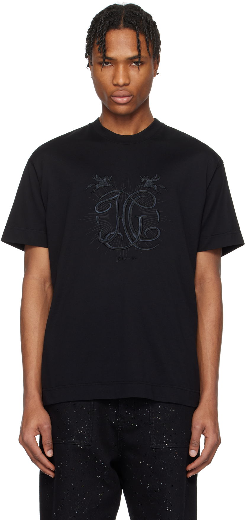 T-paita Givenchy Givenchy 'HG' Pegasus Embroidery T-Shirt Musta | BM71MG3YQA001