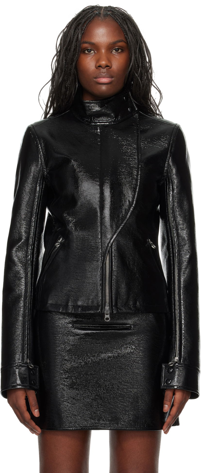 Bomber-takki Courrèges Vinyl Motorcycle Jacket Musta | 424CBL212VY0014