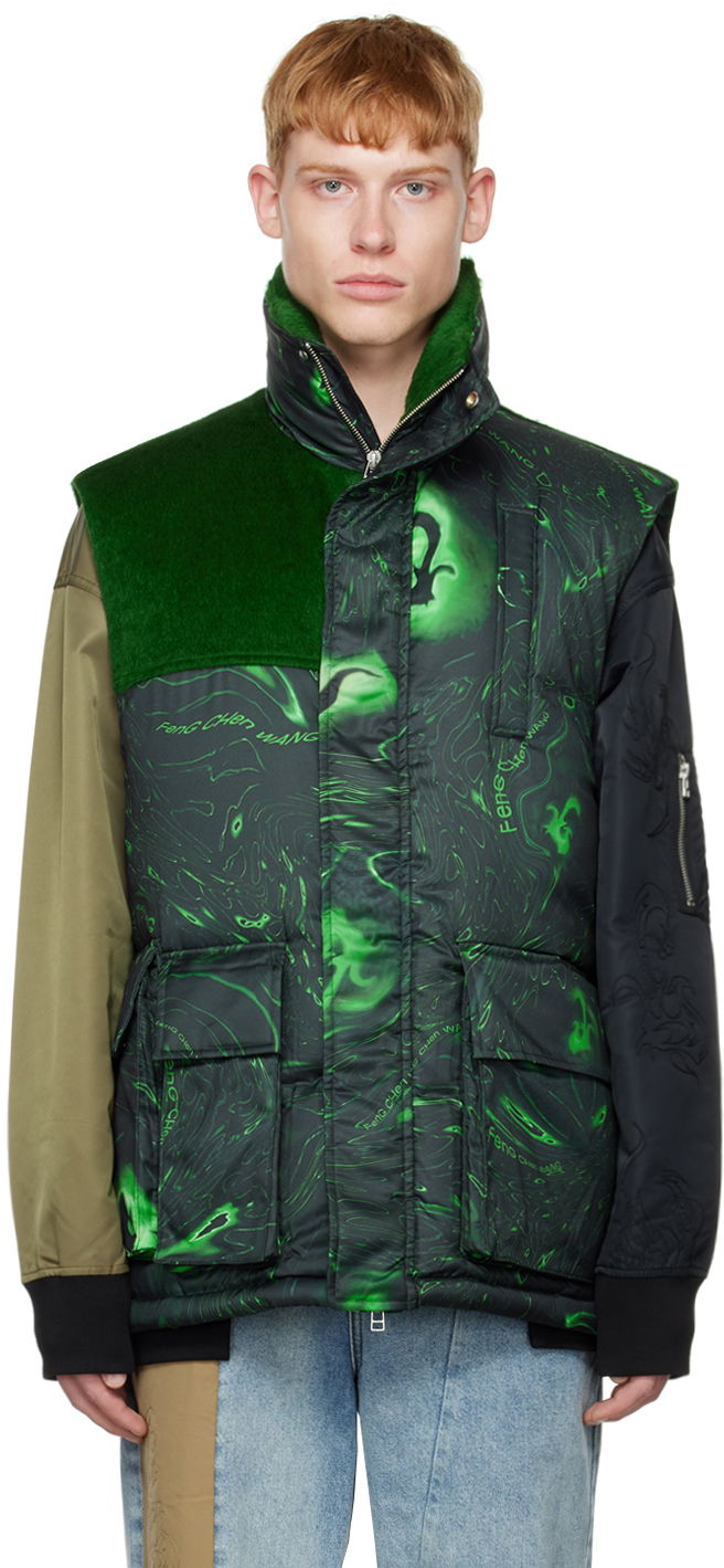 Liivi Feng Chen Wang Feng Chen Wang Graphic Down Vest Vihreä | FUF14VS01