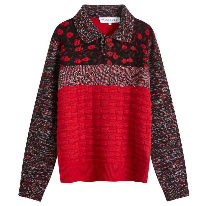 Villapaita JW Anderson Multi Stitch Polo Punainen | KW1231-YN0357-417