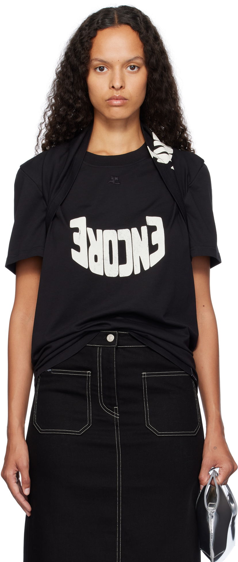 T-paita Courrèges Encore Print Cotton T-shirt Musta | 324JTO332JS0112
