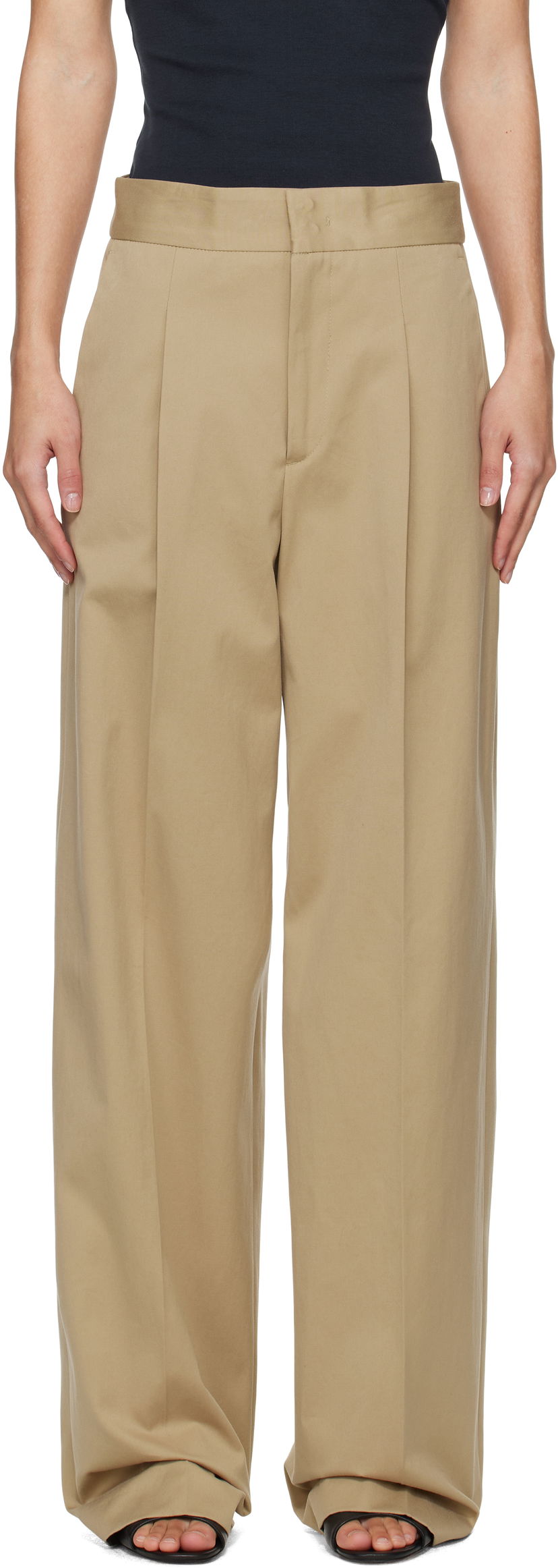 Housut MSGM MSGM Faille Pleated Trousers Beige | 3841MDP20 257138