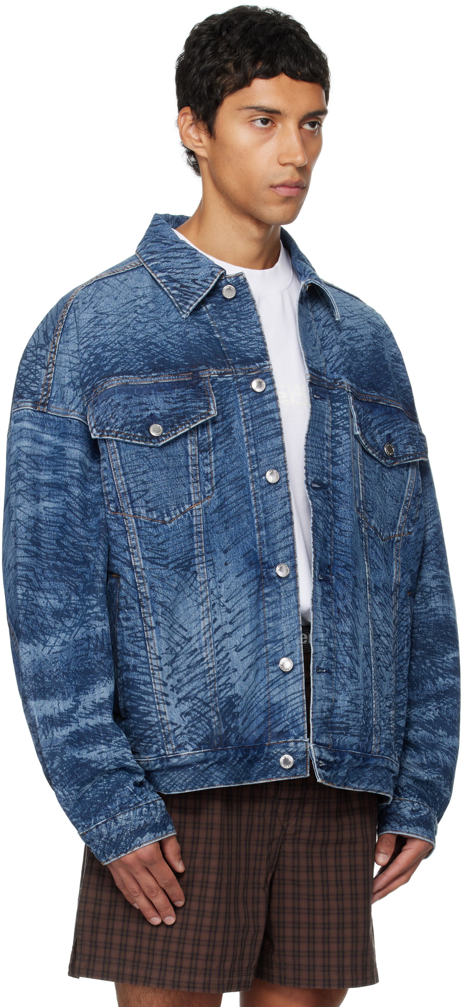 Takki Alexander Wang Alexander Wang Graffiti Oversized Denim Trucker Jacket Sininen | 6DC3252831, 1
