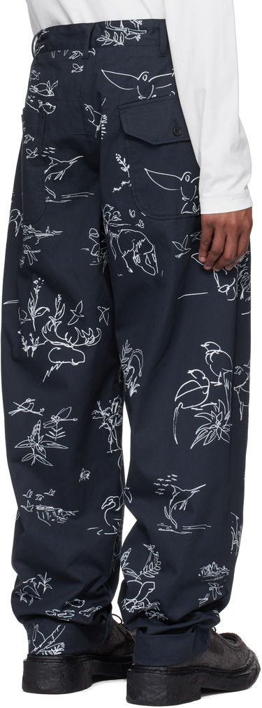 Housut Engineered Garments Engineered Garments Carlyle Print Trousers Tummansininen | 25S1F012, 2