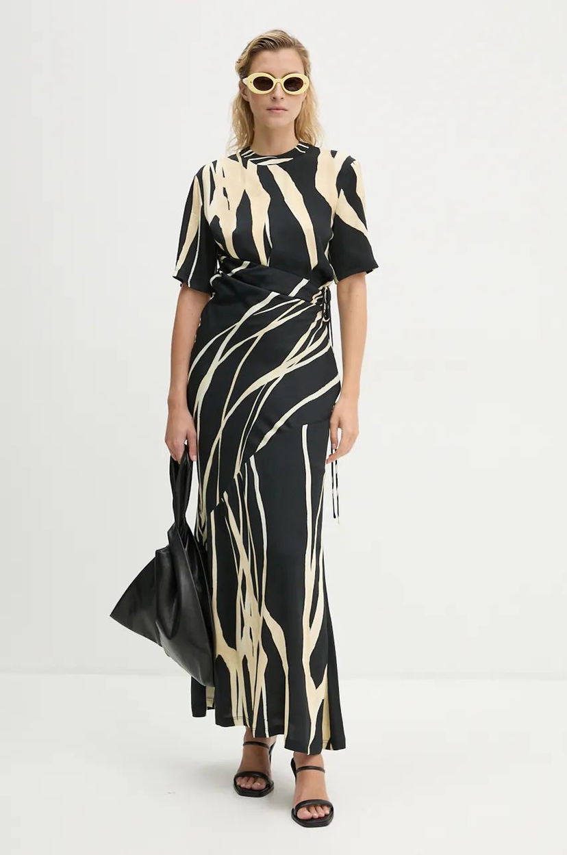 Mekko Nanushka Abstract Print Maxi Dress Musta | NW24PFBS20199