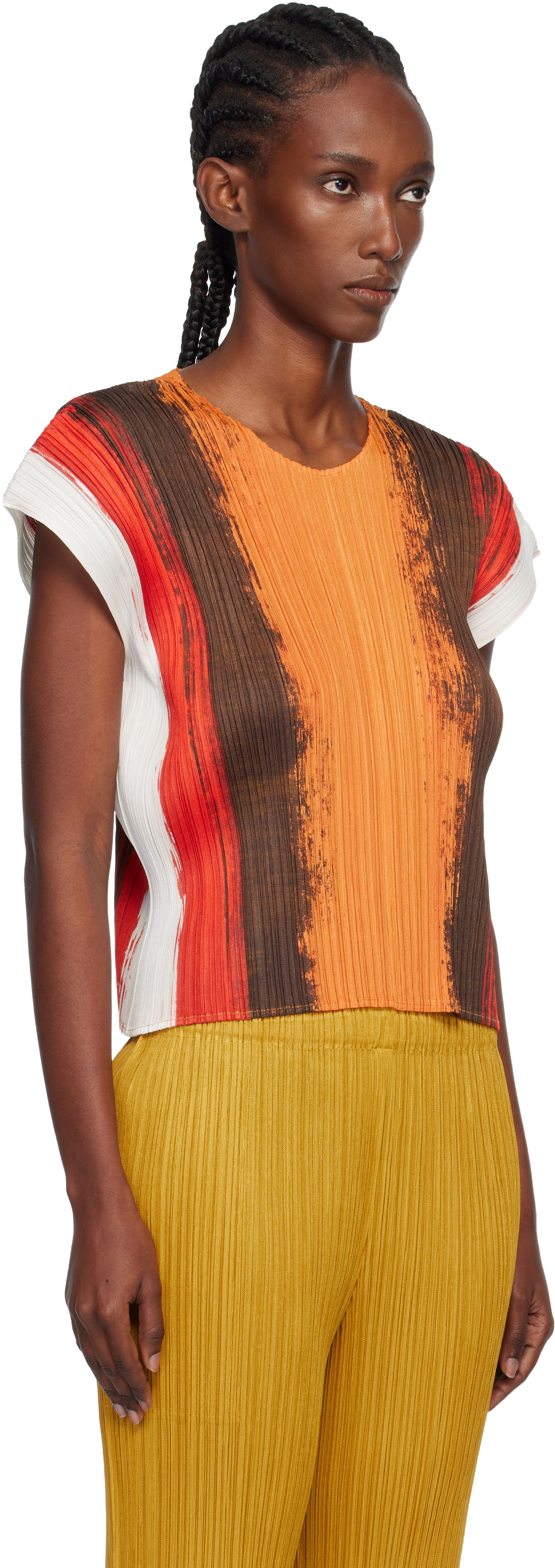 T-paita Pleats Please Issey Miyake PLEATS PLEASE ISSEY MIYAKE Pleated Short Sleeve Brushstroke Top Monivärinen | PP58JK672, 1