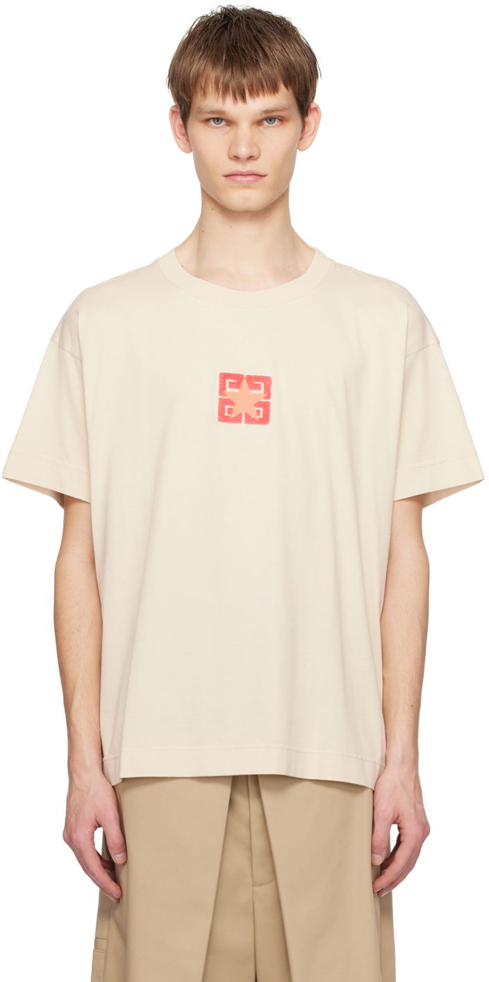 T-paita Givenchy 4G Stars T-Shirt Beige | BM71JB3YLZ129