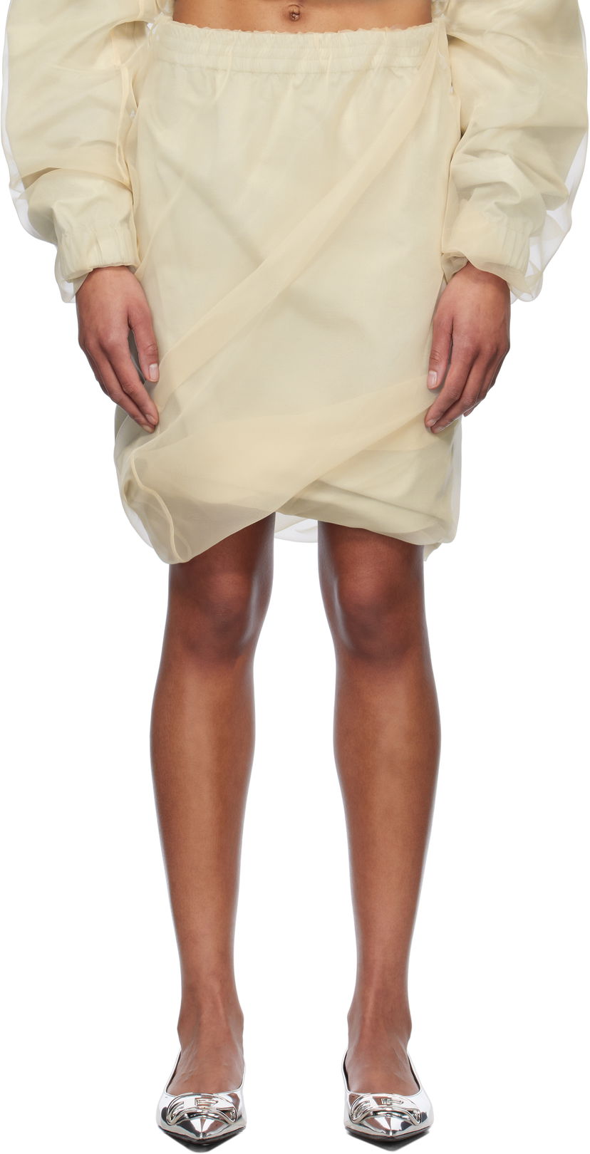 Hame We11done We11done Layered Mini Skirt Beige | WD-SK0-25-280-W-BG