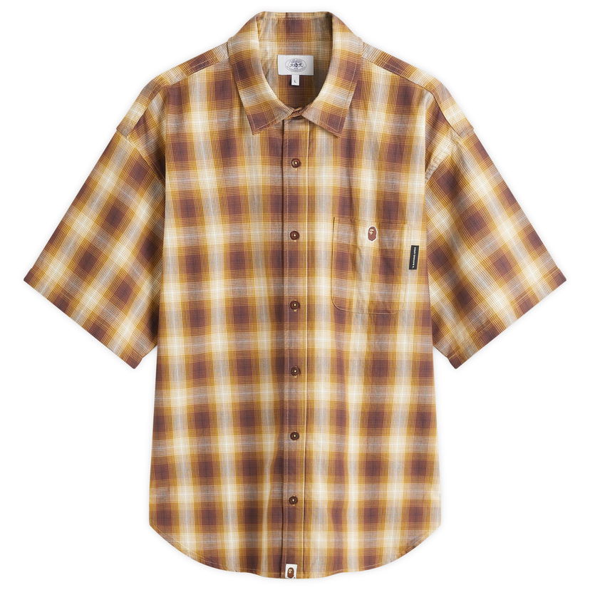 Paita BAPE Ombre Check Relaxed Fit Shirt Ruskea | 001SRL301004M-YEL