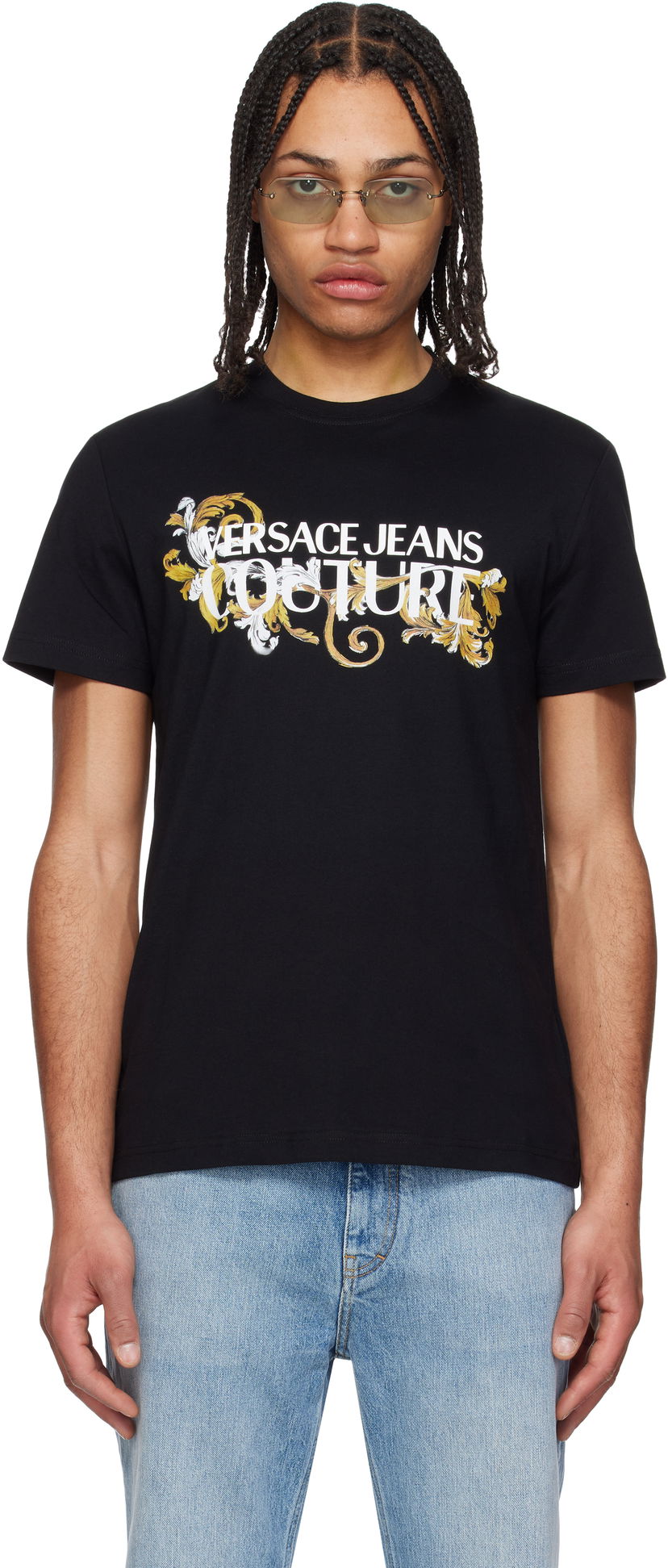 T-paita Versace Versace Jeans Couture Logo Baroque T-Shirt Musta | E78GAHC05_ECJ01C