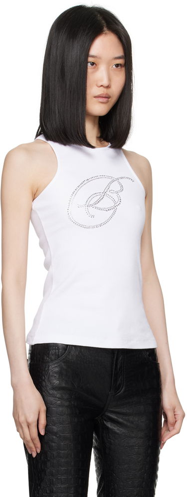 Tankkitoppi Blumarine Crystal-Cut Logo Tank Top Valkoinen | A422T076A, 3